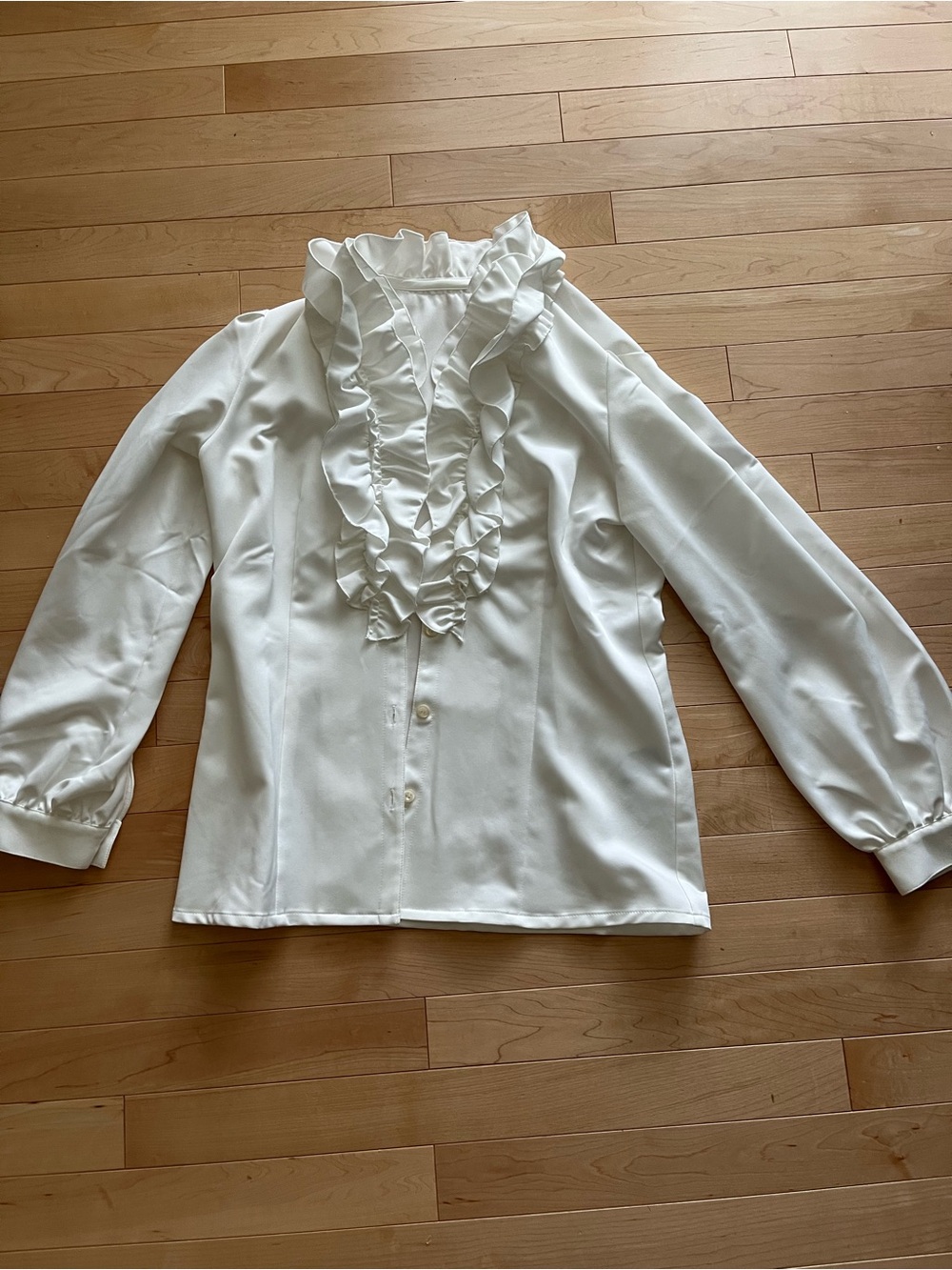 Ruffled Front White Blouse & high collar white blouse set